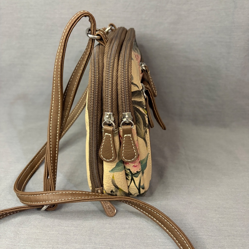 Multisac Multi Compartment Zippy Crossbody Purse Bag Valencia Floral Brown - Picture 15 of 16
